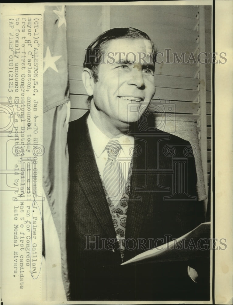 1971 Press Photo J. Palmer Gaillard, candidate from 1st Congressional District