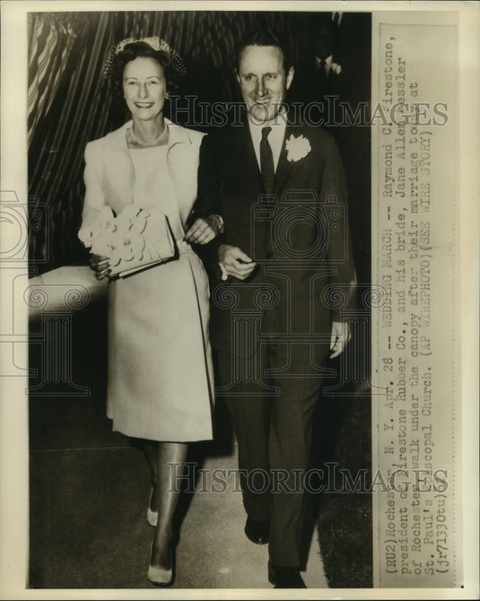 1962 Press Photo Raymond C. Firestone & bride, Jane Allen Messler of Rochester