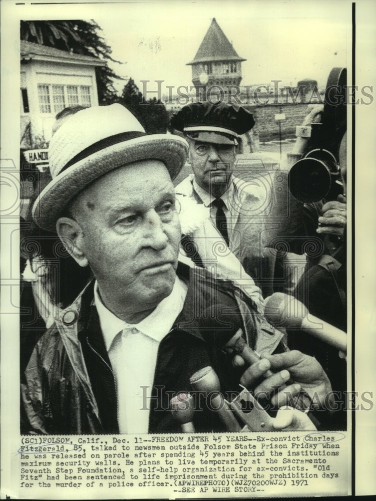 1971 Press Photo Ex-convict Charles Fitzgerald, 85, freed after 45 years