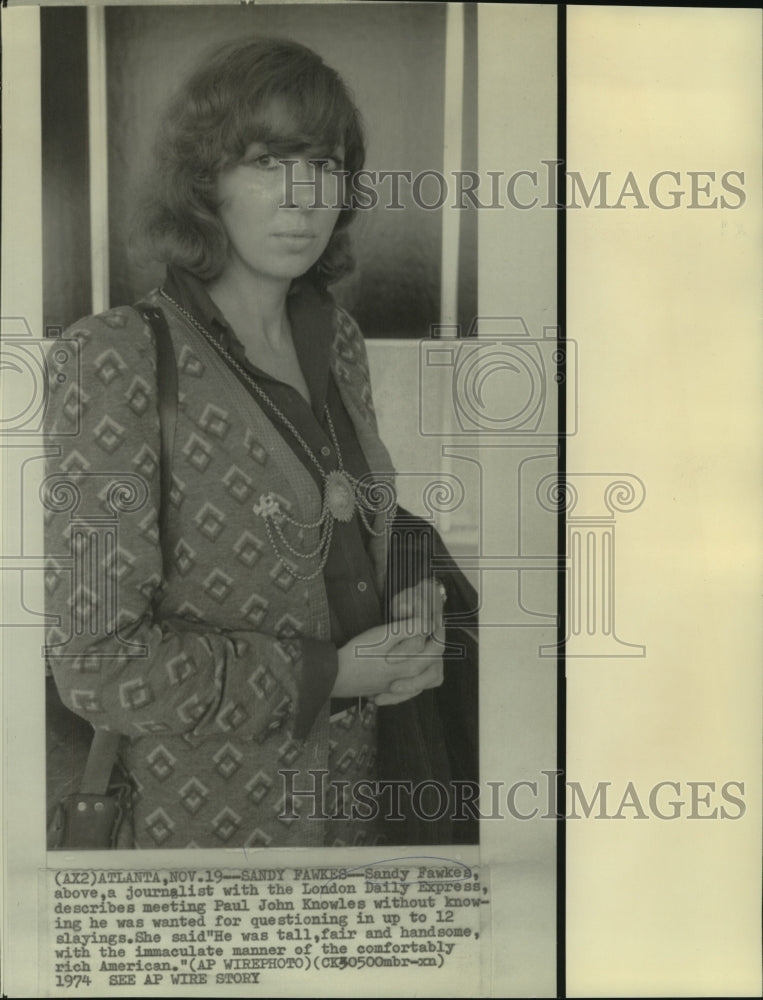 1974 Press Photo Sandy Fawkes, London Daily Express journalist. - now01922