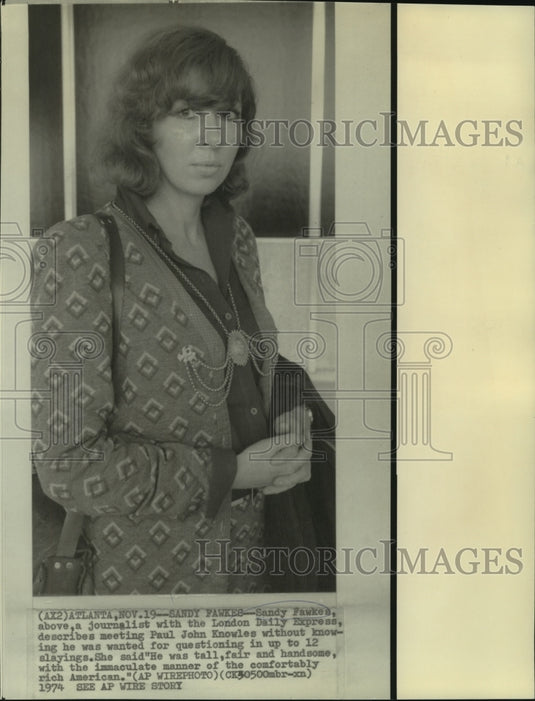 1974 Press Photo Sandy Fawkes, London Daily Express journalist. - now01922