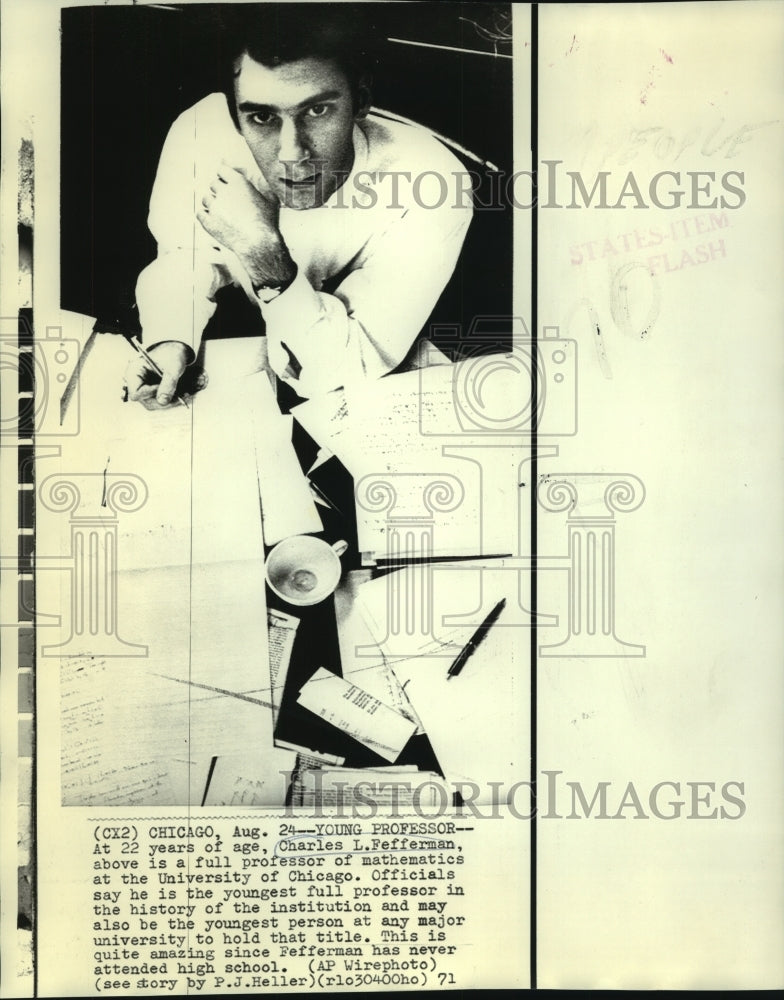 1971 Press Photo Charles Fefferman, 22, youngest full professor at a university