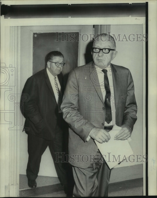 1967 Press Photo Teamster officials Fitzsimmons & Flynn at Labor Department