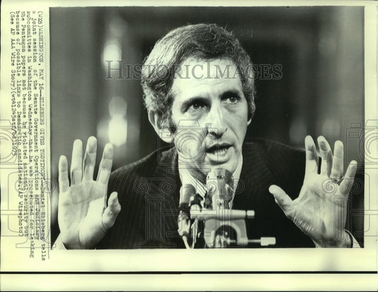 1973 Press Photo Daniel Ellsberg at Senate Government Operations subcommittee