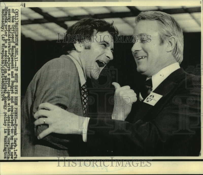 Load image into Gallery viewer, 1974 Press Photo Frank Zark &amp; Gov. Edwards enjoy laugh in Washington - now02134
