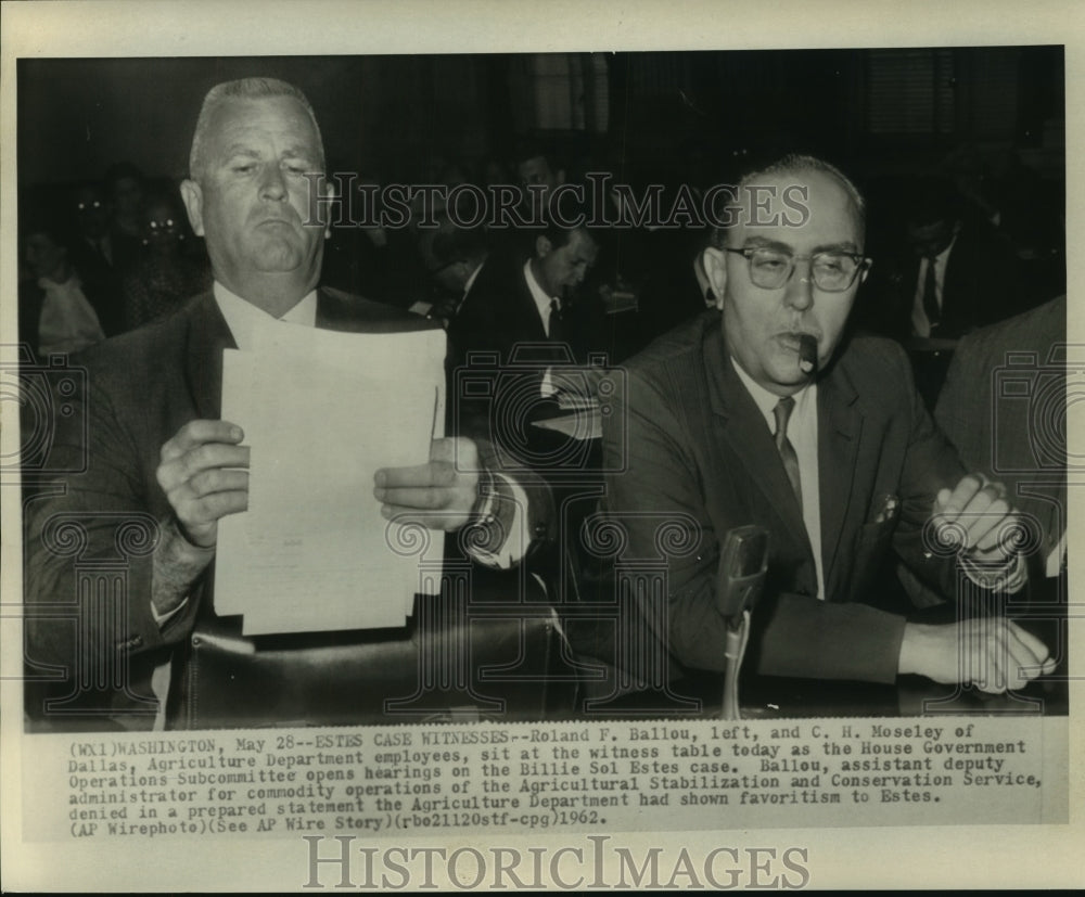 1962 Press Photo Roland Ballou & C.H. Moseley are Billy Sol Estes case witnesses