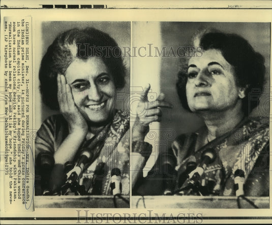 1971 Press Photo Mrs. Indira Gandhi, Indian prime minister, at press conference.