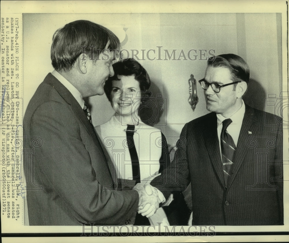 1971 Press Photo Sen. & Mrs. David Gambrell with Sen. Lawton Chiles - now02266