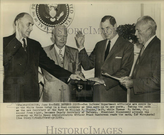 1959 Press Photo William Franke with others takes Defense Post oath - now02299