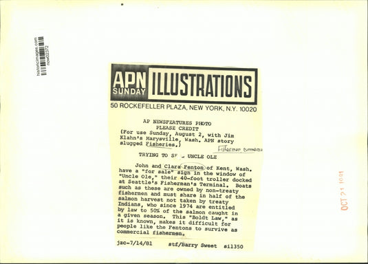 1981 Press Photo John & Clara Fenton, commercial fishermen, have boat for sale.