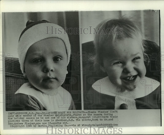 1964 Press Photo Jimmie, left, and Margaret Fischer of the Fischer quintuplets