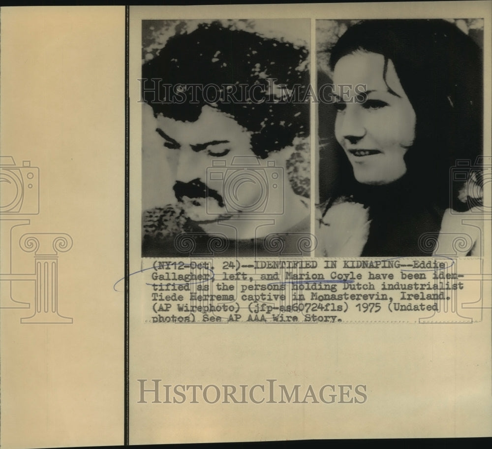 1975 Press Photo Eddie Gallagher & Marion Coyle, kidnappers of Tiede Herrema