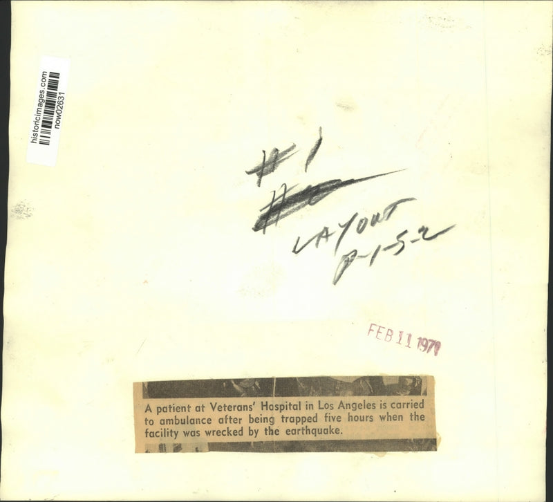 Load image into Gallery viewer, 1971 Press Photo Patient at VA Hospital rescued from earthquake - now02631
