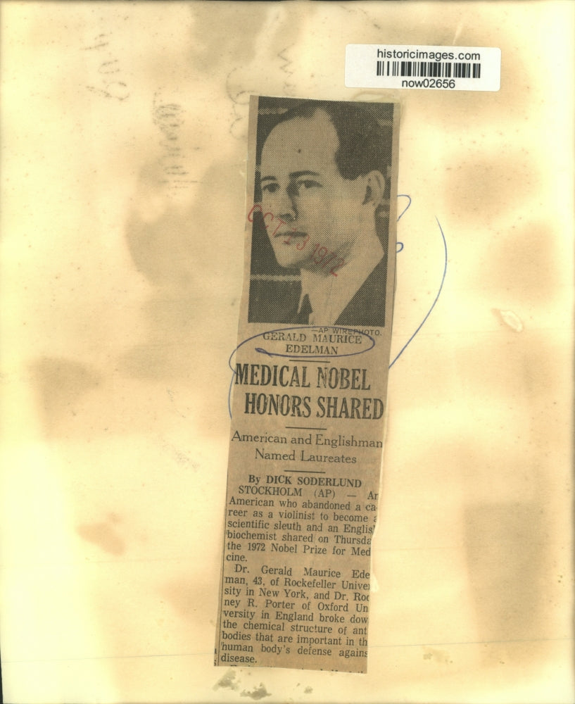 1972 Press Photo Dr. Gerald Edelman shares Nobel Prize for 1972 - now02656