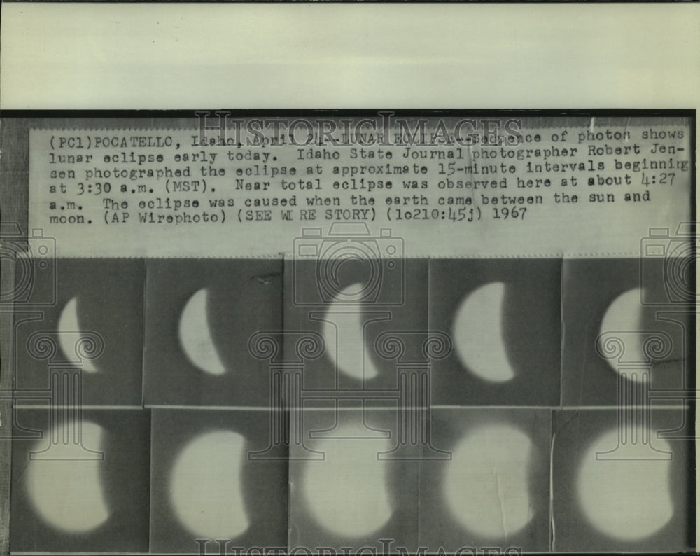 1967 Press Photo Photos show lunar eclipse in Pocatello, Idaho - now02797