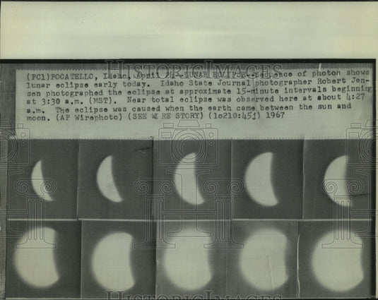 1967 Press Photo Photos show lunar eclipse in Pocatello, Idaho - now02797