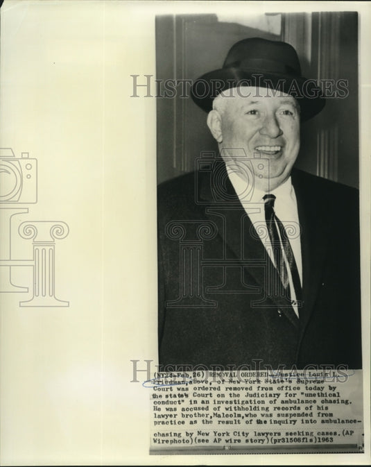 1963 Press Photo Justice Louis L. Friedman ordered removed from office