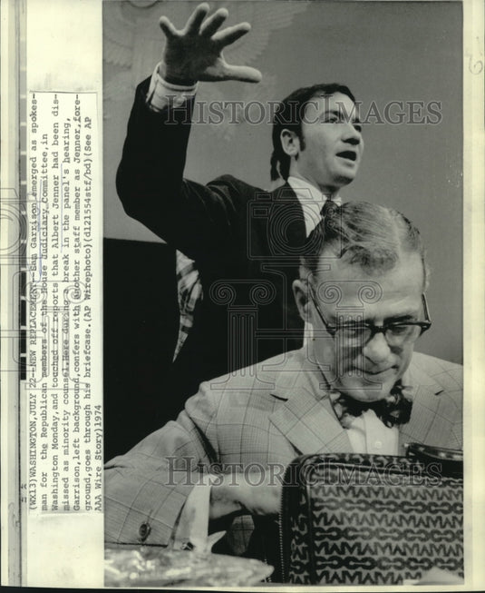 1974 Press Photo Sam Garrison & Albert Jenner at House Judiciary Committee- Historic Images