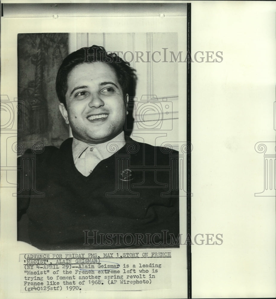 1970 Press Photo Alain Geismar, leading "Maoist" of the French extreme left