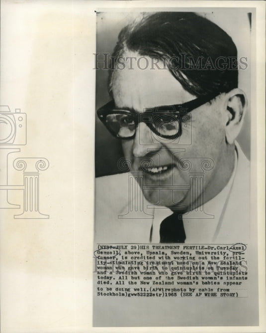 1965 Press Photo Dr. Carl-Axel Gemzell discovered fertility treatment
