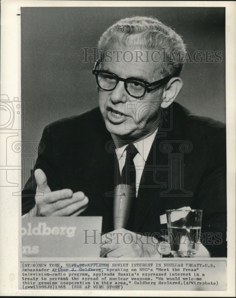 Load image into Gallery viewer, 1965 Press Photo U.S. Ambassador Arthur Goldberg on "Meet the Press."
