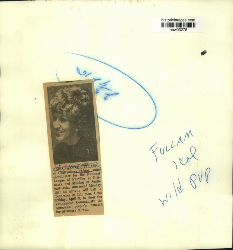 Load image into Gallery viewer, 1971 Press Photo Mrs. Wayne Fullam, National League-Families of Prisoners of War
