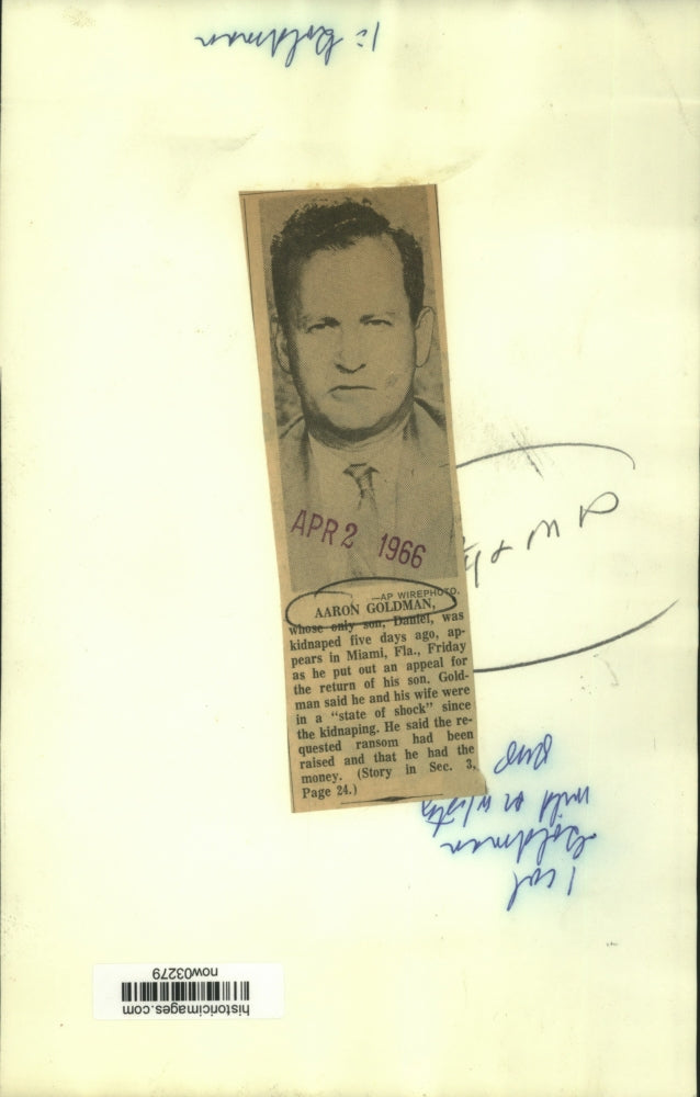 1966 Press Photo Aaron Goldman puts out appeal for his kidnapped son be returned