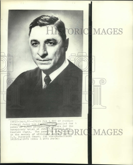 1973 Press Photo Federal Judge Lee Gagliardi presides over Mitchell-Stans trial
