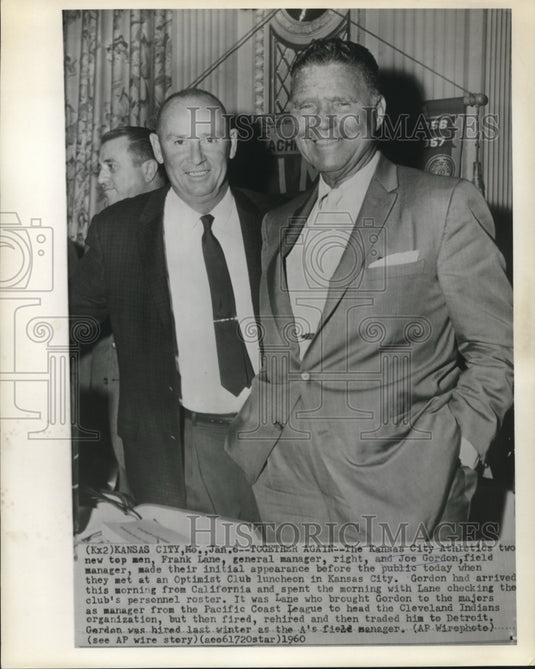 1960 Press Photo Kansas City Athletics general manager, Lane & Gordon, field mgr- Historic Images