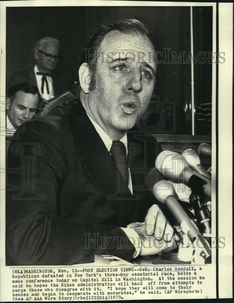 1970 Press Photo Senator Charles Goodell at press conference on Capitol Hill