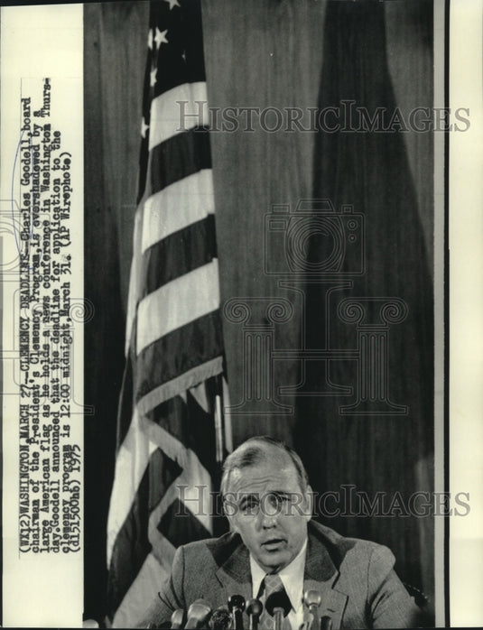 1975 Press Photo Charles Goodell of Clemency Program announces deadline date