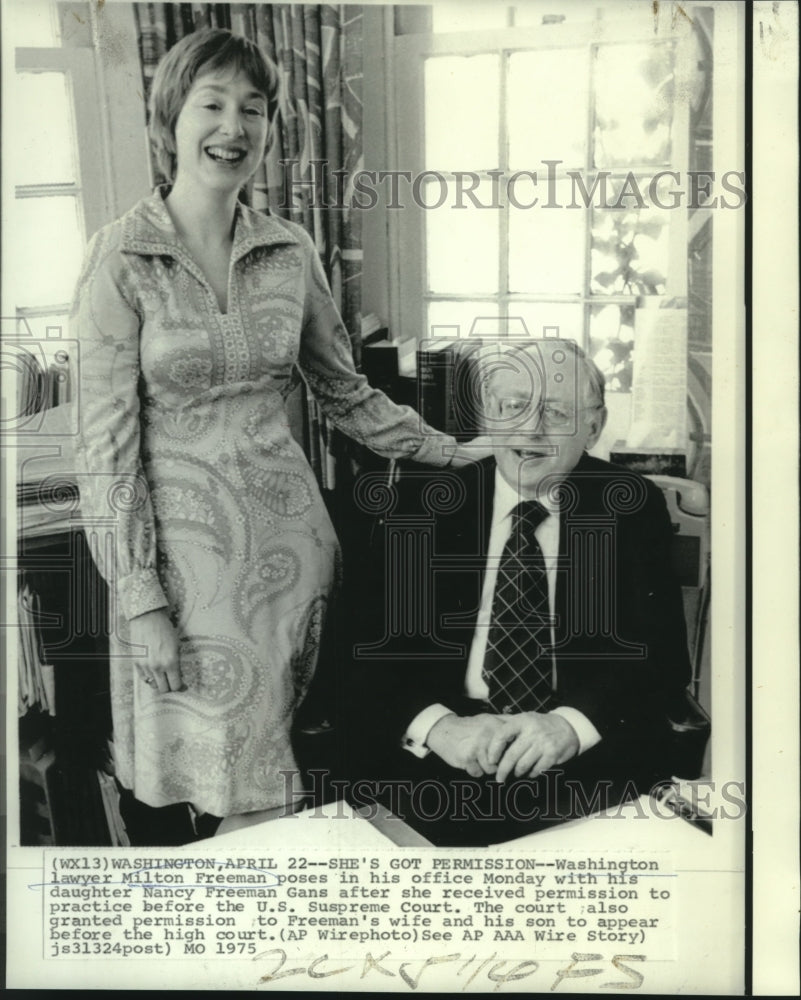 1975 Press Photo Washington lawyer Milton Freeman &amp; daughter Nancy Freeman Gans