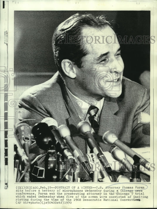 1970 Press Photo U.S. Attorney Thomas Foran at Chicago news conference