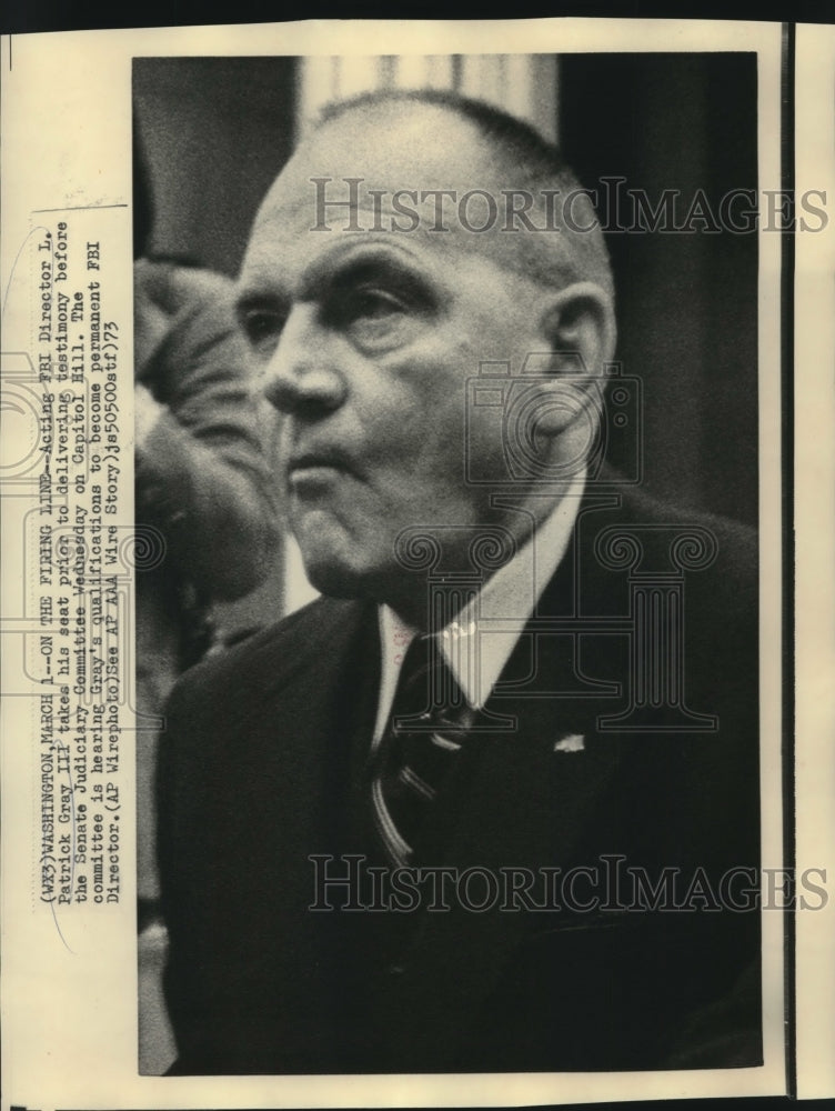 1973 Press Photo Acting FBI Director, Patrick Gray, III at Judiciary Committee