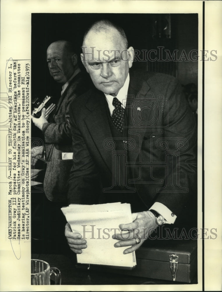 1973 Press Photo FBI Acting Director Patrick Gray at Senate Judiciary Committee