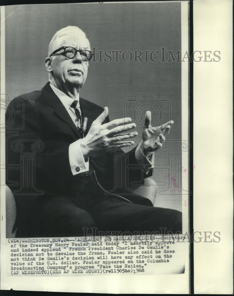 Load image into Gallery viewer, 1968 Press Photo Treasury Secretary Henry Fowler appears on "Face the Nation."
