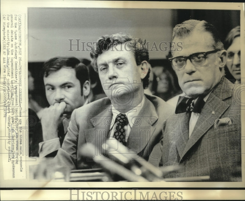 Load image into Gallery viewer, 1974 Press Photo Sam Garrison &amp; others at Judiciary impeachment inquiry
