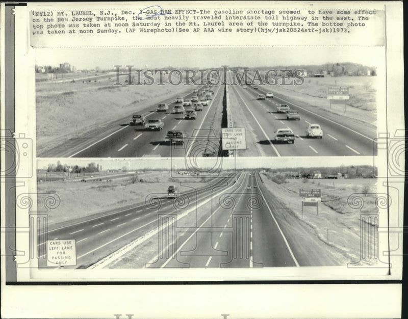 Load image into Gallery viewer, 1973 Press Photo Saturday traffic on NJ Turnpike (top) and Sunday traffic
