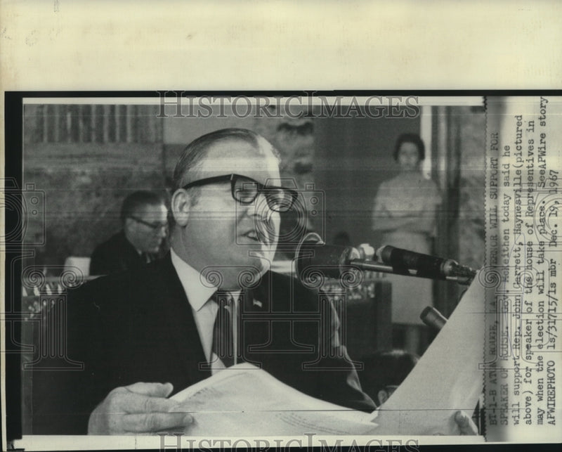 Load image into Gallery viewer, 1967 Press Photo Gov. McKeithen will support Rep. Garrett for House speaker
