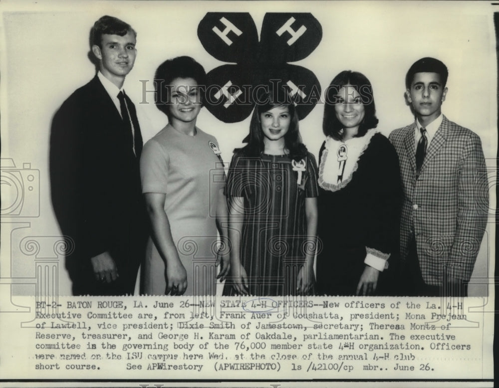 1968 Press Photo New state officers of Louisiana's 4-H Executive Committee