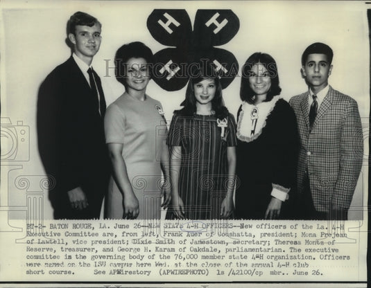 1968 Press Photo New state officers of Louisiana's 4-H Executive Committee