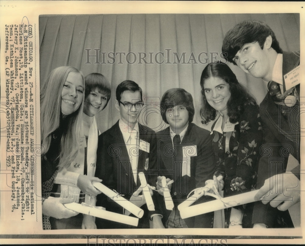 1973 Press Photo 4-H Citizenship Award winners in Chicago, Illinois - now03663
