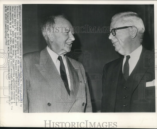 1965 Press Photo Henry Fowler & Harry Byrd shown at the White House - now03764