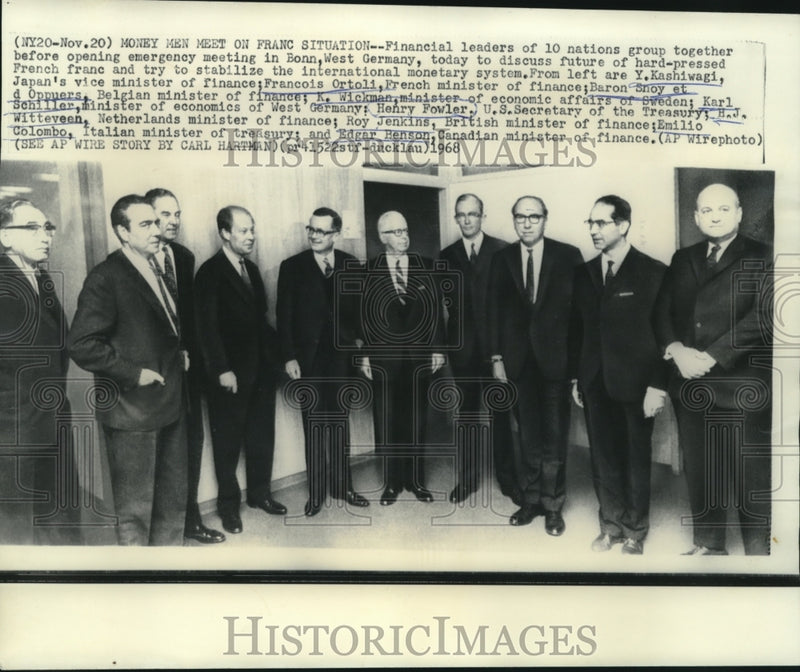 Load image into Gallery viewer, 1968 Press Photo Henry Fowler and other finance ministers meet in West Germany
