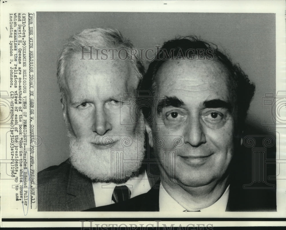 1968 Press Photo Edmund Fuller &amp; Greene, co-authors of &quot;God in the White House&quot;