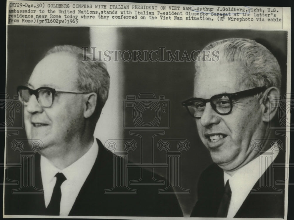1965 Press Photo Goldberg confers with Italian President on Vietnam situation