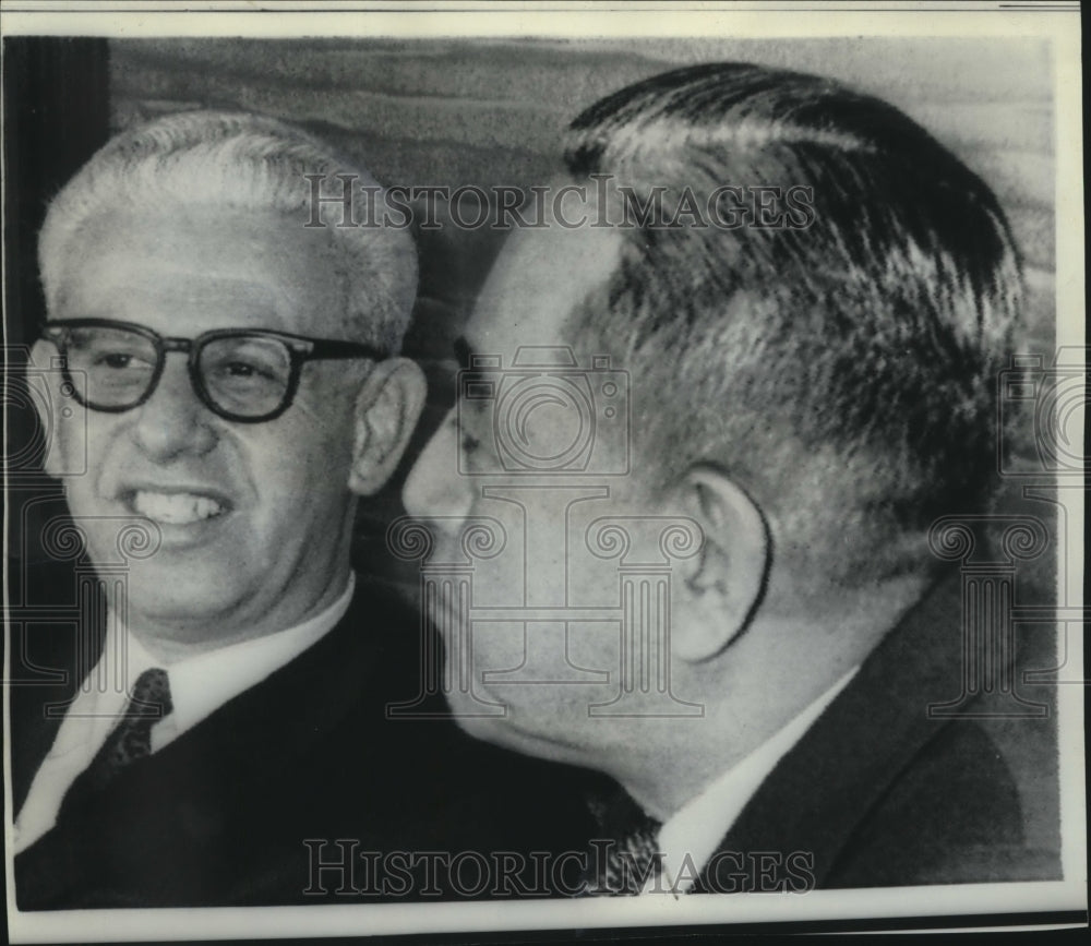 1967 Press Photo Ambassador Goldberg & Japan's Prime Minister Sato confer.
