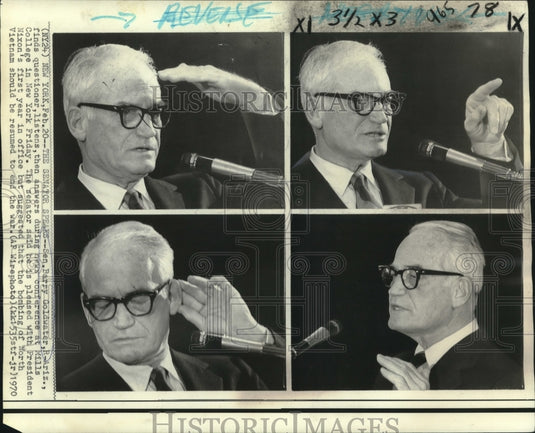 1970 Press Photo Senator Barry Goldwater finds questioner, listens, then answers
