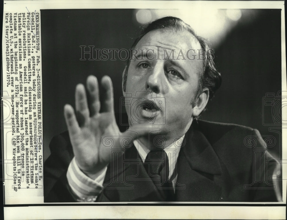 1970 Press Photo Sen. Charles Goodell at Senate Foreign Relations Committee