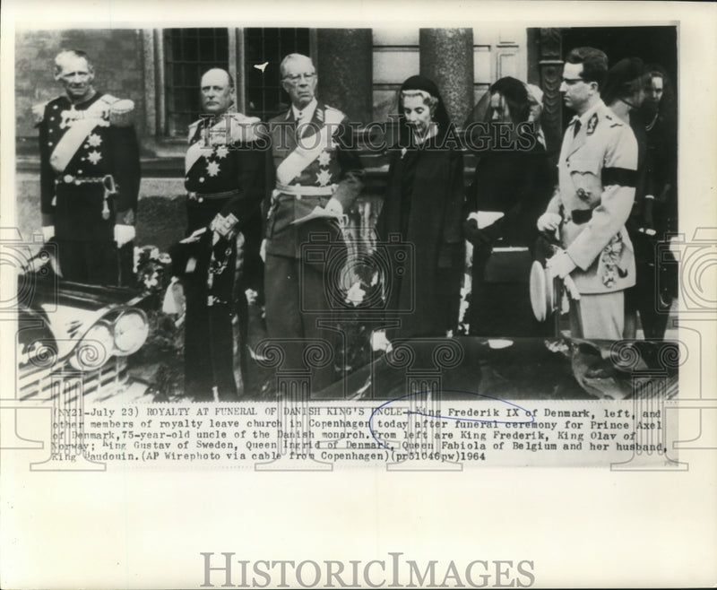 Load image into Gallery viewer, 1964 Press Photo Royalty at funeral of King Frederik's uncle, Prince Axel
